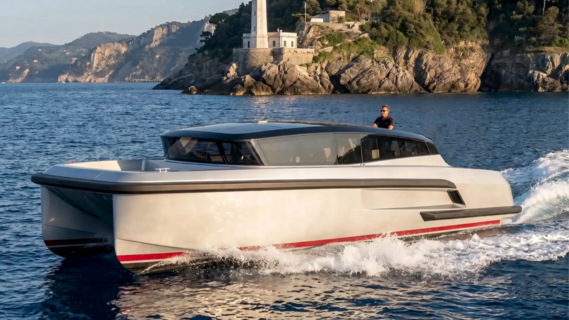 SYCS custom superyacht tender under way at sea